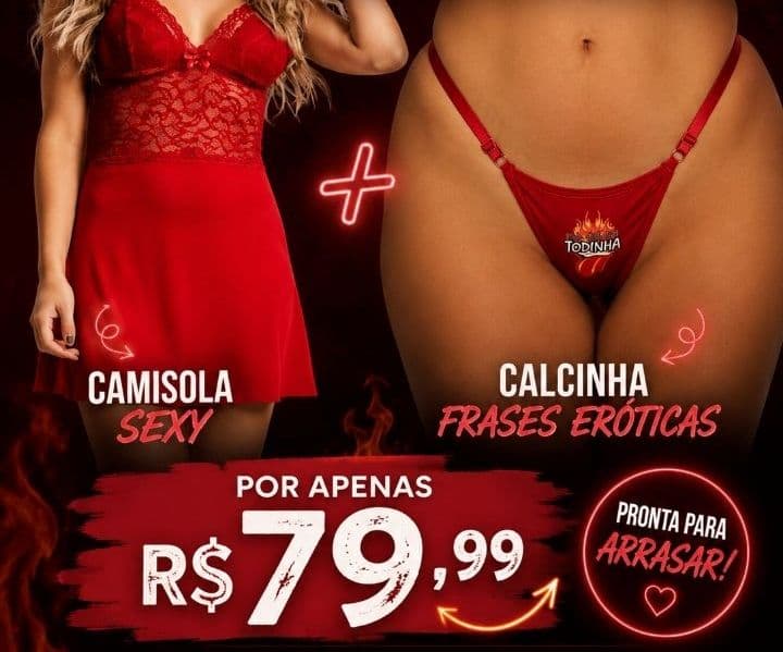 Camisola sexy e calcinha fio dental frase erodica.
