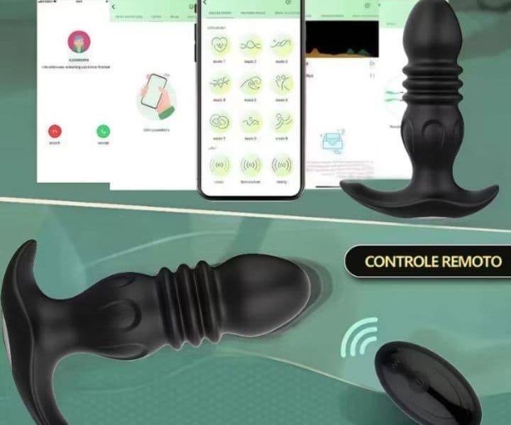 Plug Anal com vibrador e vai e vem - Importado.