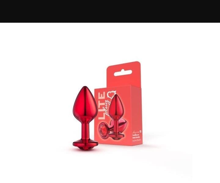 Plug Vermelho M com Pedra Vermelha Lite 8 x 3,37cm - Sexy Fantasy