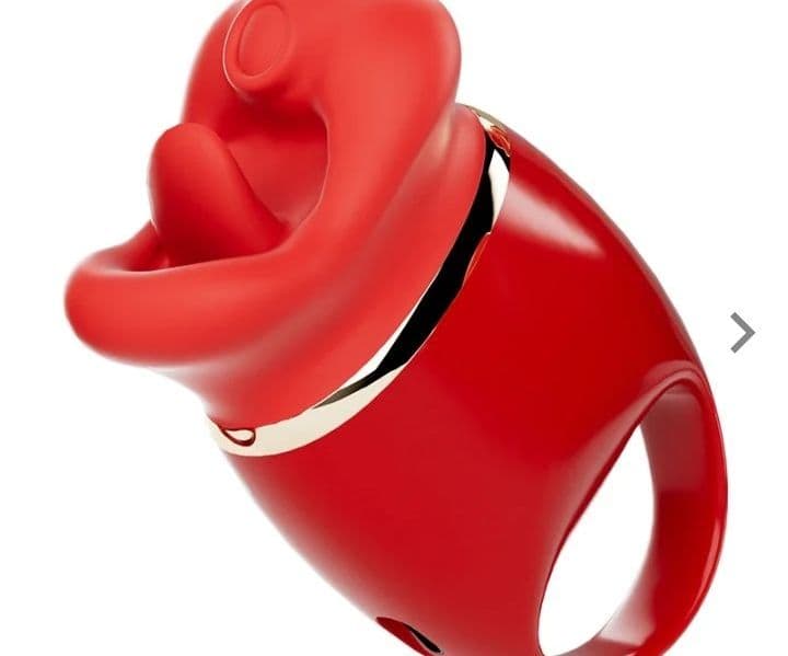 Vibrador com alça em formato de boca e língua estimuladora e pulsadora.